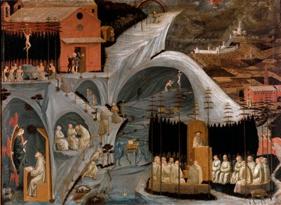 Scene of eremitic life or Thebaide: depiction of scenes of the life of monks and saints by Paolo Uccello