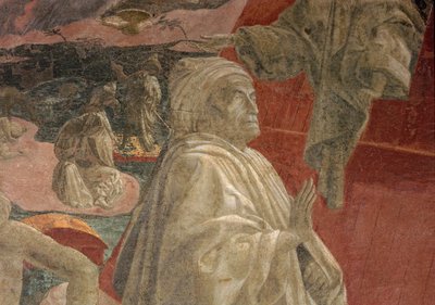 The Flood and Subsidence of the Waters and the Sacrifice and Drunkenness of Noah (detail of a praying figure) by Paolo Uccello