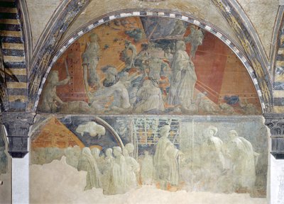 The Flood and the Subsidence of the Waters (upper section) The Sacrifice and Drunkenness of Noah (lower section) (lunette) by Paolo Uccello