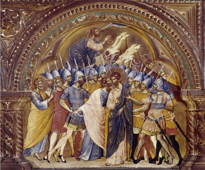 The Taking of Christ (detail of the polyptic of Santa Chiara, circa 1350) by Paolo Veneziano