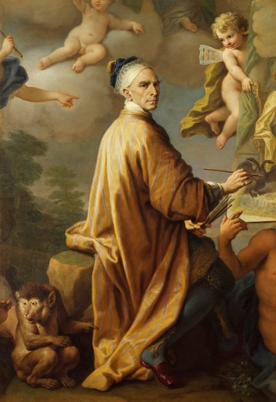 Self-portrait, while painting the peace of Rastadt by Paolo di Matteis