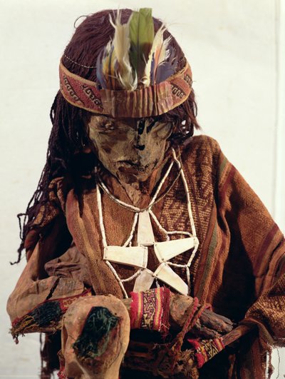 Mummy adorned with bone jewellery by Paracas Culture