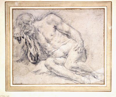 A Reclining Bearded Man Sleeping on His Arm by Paris Bordone