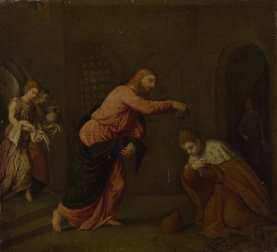 Christ Baptising Saint John the Martyr of Alexandria by Paris Bordone