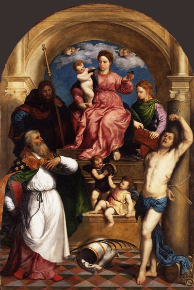 Enthroned Madonna with Child and Saints by Paris Bordone