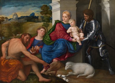 The Virgin and Child with Saints John the Baptist, Mary Magdalene and George (possibly), c.1524 by Paris Bordone