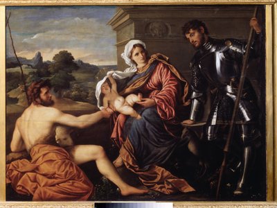 Madonna and Child, Saint John the Baptist and Saint George by Paris Bordone