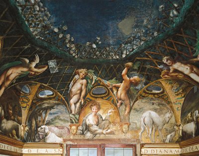 Ceres Attending Events Surrounded by Hunting Dogs and Cherubs, from Myth of Diana and Actaeon by Parmigianino