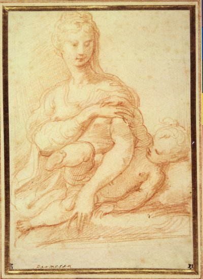 The Virgin playing with the Child on her lap by Parmigianino