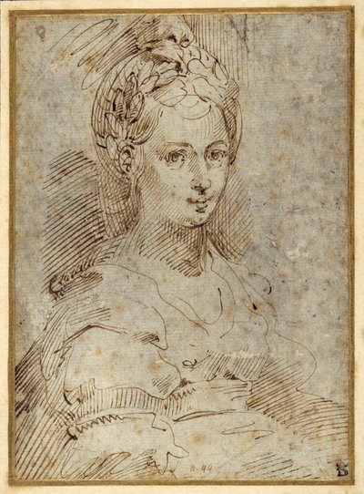 Half-length of a seated woman by Parmigianino