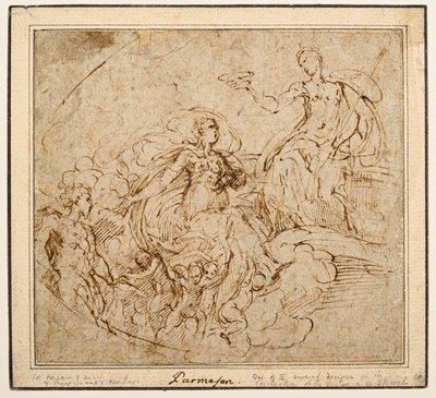Study of Coronation of the Virgin for Santa Maria della Steccata, Parma by Parmigianino