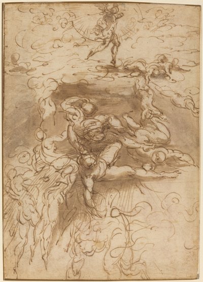 The Fall of the Rebel Angels (recto) by Parmigianino