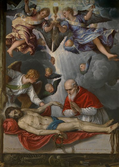 The Dead Christ Venerated by Pius V by Parrasio Micheli