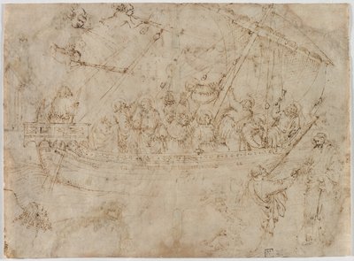 Navicella Recto Two Drawings of Ships Verso by Parri Spinelli