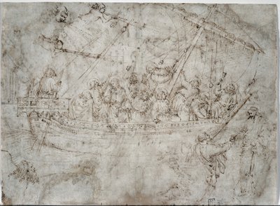Two Drawings of Ships (verso) by Parri Spinelli