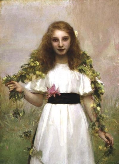 Portrait of a Young Girl with Flowers by Pascal Adolphe Jean Dagnan Bouveret