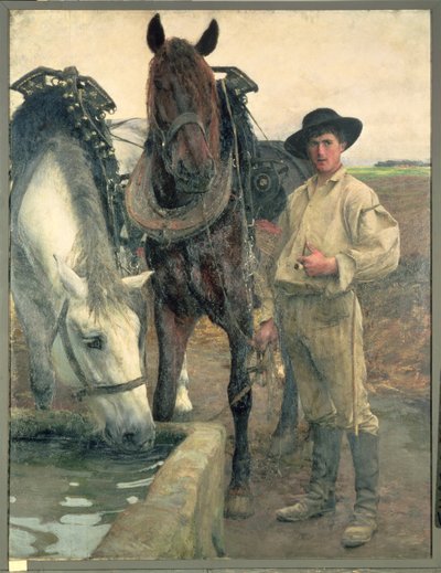 Horses at the Water Trough by Pascal Adolphe Jean Dagnan Bouveret