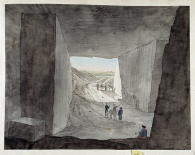 Interior View of a Quarry on Mount Kattan, Egypt by Pascal Xavier (after) Coste