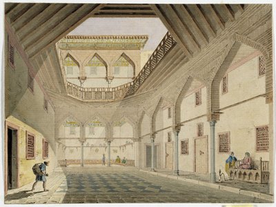 View of the Interior of a Caravanserai, Home of Azir Osman Agha by Pascal Xavier (after) Coste