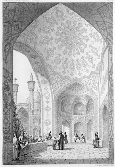 The Vestibule of the Main Entrance of the Medrese-i-Shah-Hussein, Isfahan, plate 21 from 
