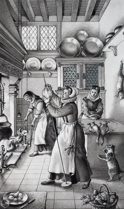 16th Century Kitchen by Pat (1907-95) Nicolle