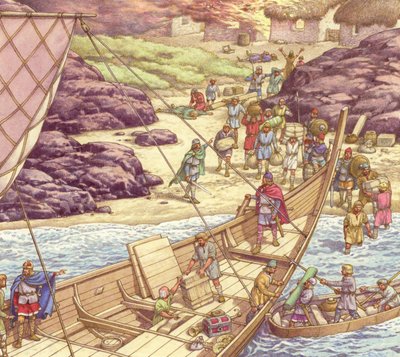 A Viking Raid by Pat (1907-95) Nicolle