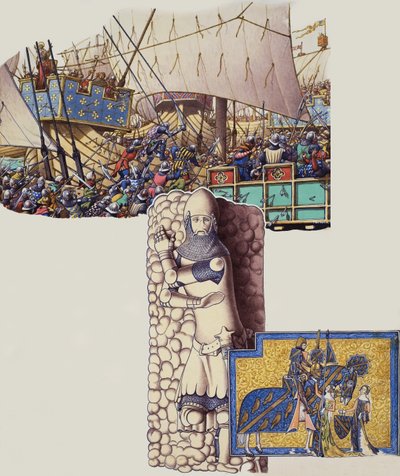 Battle of Sluys by Pat (1907-95) Nicolle