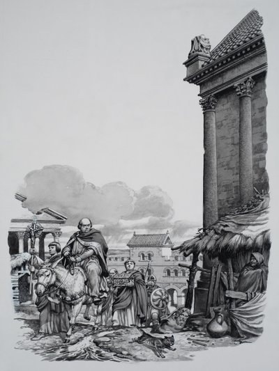 Bishop Mellitus Arriving in London by Pat (1907-95) Nicolle