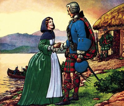 Bonnie Prince Charles and Flora Macdonald by Pat (1907-95) Nicolle