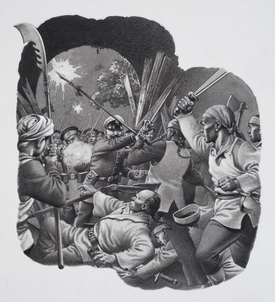 Chinese Boxers by Pat (1907-95) Nicolle