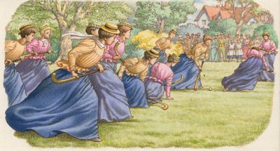 Hockey, as Played by Women in Long Skirts by Pat (1907-95) Nicolle