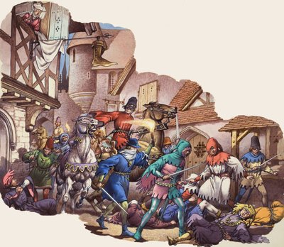 Murder of Louis, Duke of Orleans during the Hundred Years War by Pat (1907-95) Nicolle
