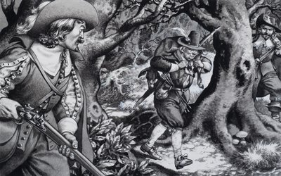 Seventeenth Century Poacher by Pat (1907-95) Nicolle