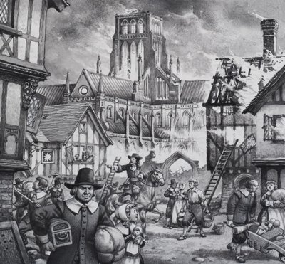 The Great Fire of London by Pat (1907-95) Nicolle