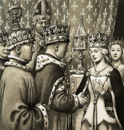 The Marriage of King Henry V and Princess Katherine of France by Pat (1907-95) Nicolle