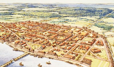 Aerial View of Roman London by Pat (1907-95) Nicolle
