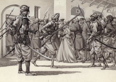 British soldiers are forced into the Black Hole of Calcutta by Pat (1907-95) Nicolle