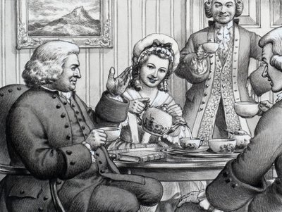 Dr Johnson Taking Tea, Entertained by Mr and Mrs Thrale by Pat (1907-95) Nicolle