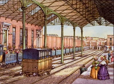 Euston Station in 1837 by Pat (1907-95) Nicolle