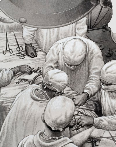 Heart Surgery, pioneered by men like Professor Christiaan Barnard by Pat (1907 95) Nicolle