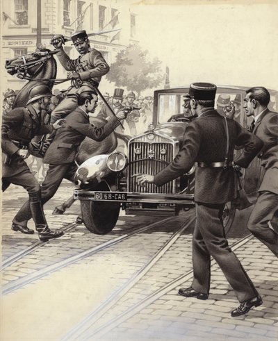 Murder of King Alexander of Yugoslavia by Pat (1907-95) Nicolle