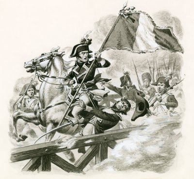 Napoleon leading his army across the bridge at Lodi by Pat (1907-95) Nicolle
