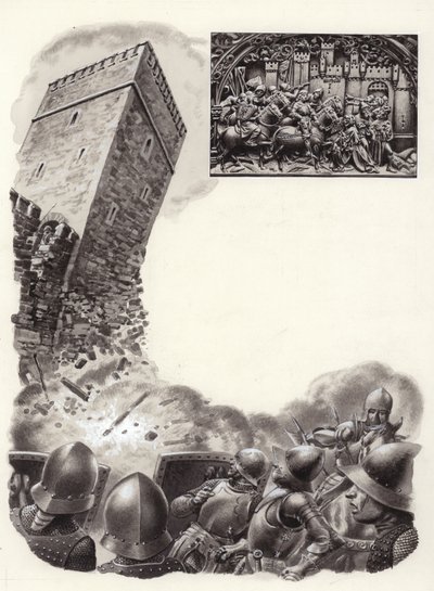Spanish Soldiers Blowing Up Fortifications with Gunpowder by Pat (1907-95) Nicolle