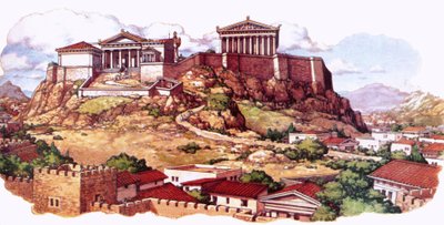 The Acropolis, or ancient citadel, of Athens as it looked in the 5th century by Pat (1907 95) Nicolle