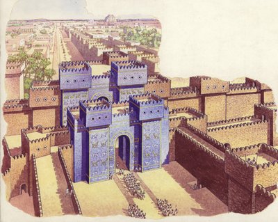 The Ishtar Gate of Babylon by Pat (1907-95) Nicolle