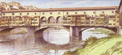 The Ponte Vecchio as it was in the 1970s by Pat (1907-95) Nicolle