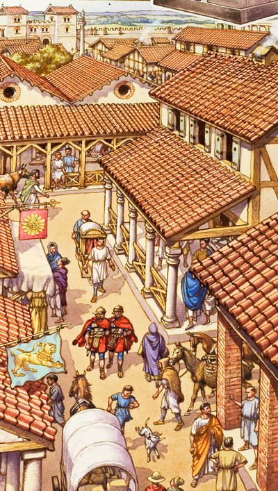 Typical London Street in Roman Times by Pat (1907-95) Nicolle