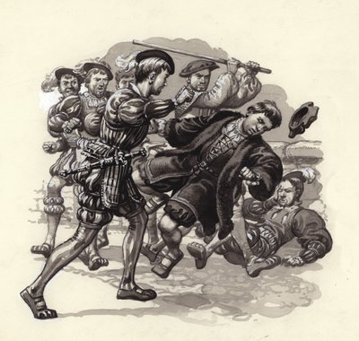 William Herbert attacks an innocent passer-by in Bristol by Pat (1907 95) Nicolle