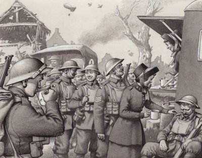 Women from the Salvation Army during the Great War by Pat (1907-95) Nicolle