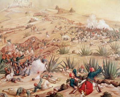 The Battle of Puebla on 5/05/1862 around the city of Puebla de los Angeles, between the Mexican armies, led by Ignacio Zaragoza, and those of the Second French Empire, led by Charles Ferdinand Latrille, Count of Lorencez by Patricio Ramos Ortega